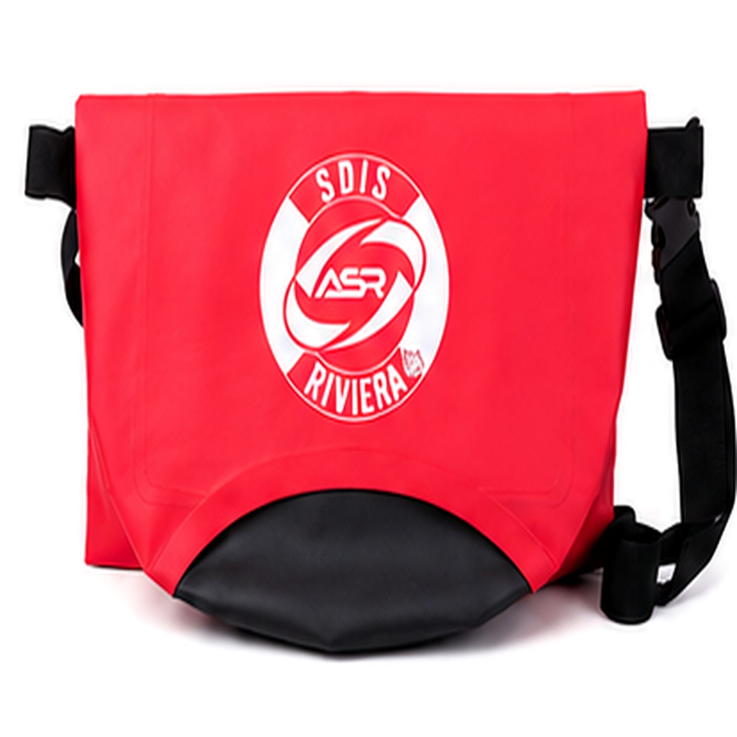 Red ASR SDIS Riviera roll-top dry bag - front view closed