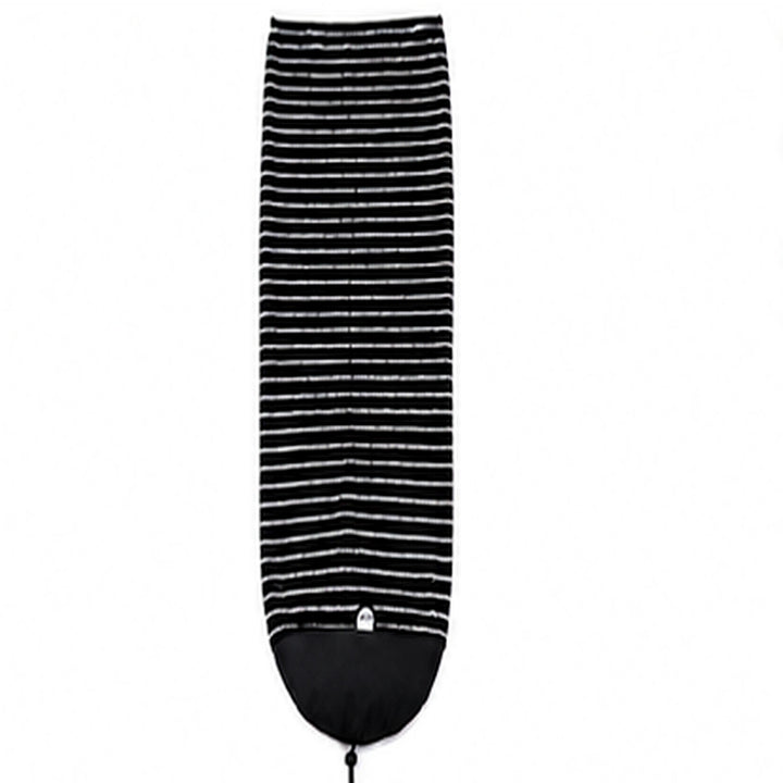 5 foot 8 striped surfboard sock full length - black and grey stripes