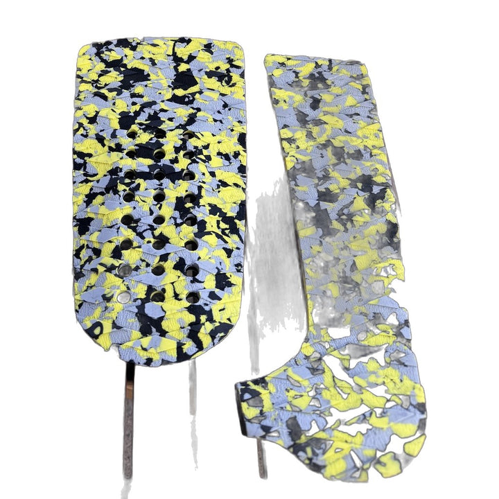 3-piece surf traction pad set in yellow, grey and black recycled-look pattern