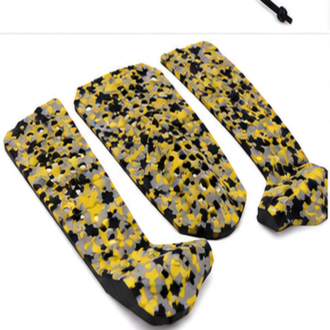 3-piece surf traction pad in yellow grey black - angle view
