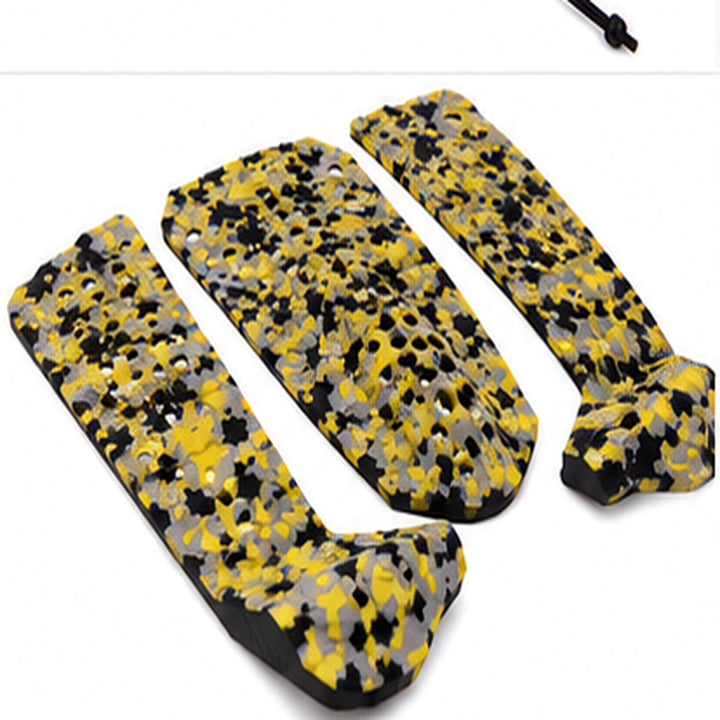 3-piece surf traction pad in yellow grey black - angle view