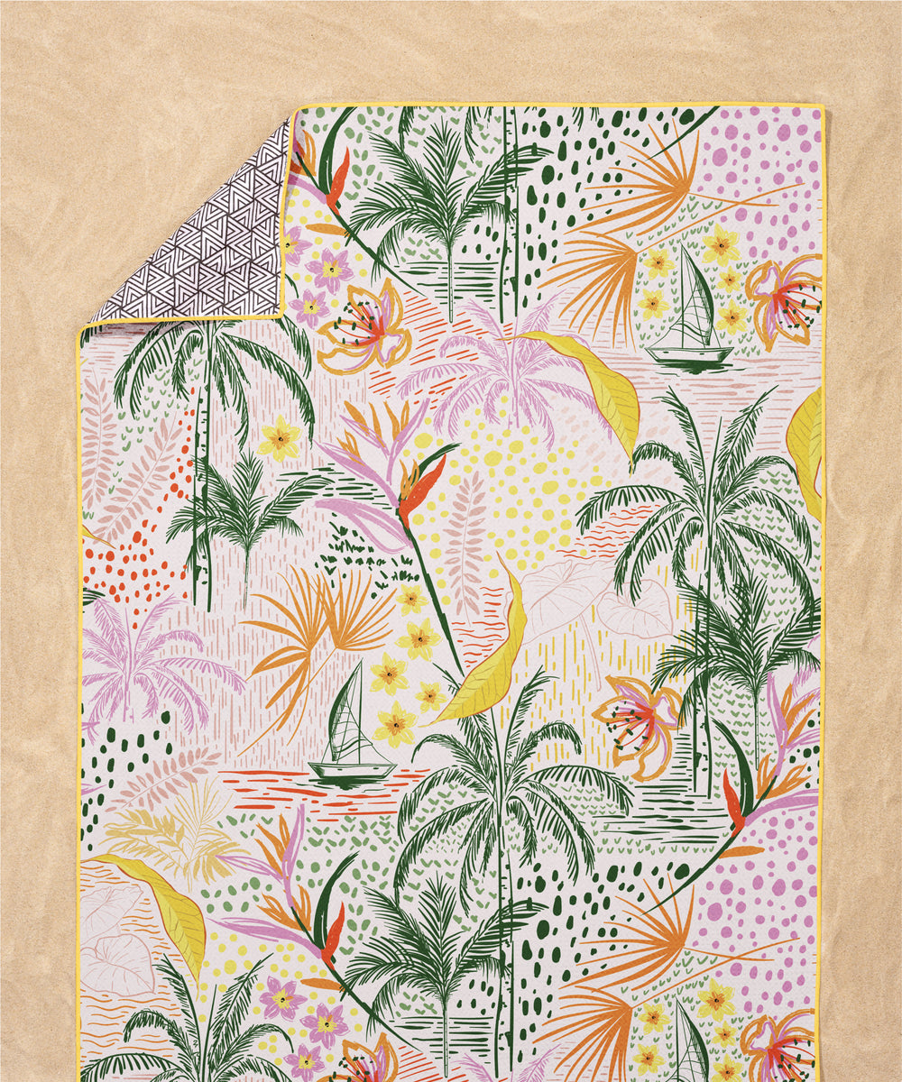 Tesalate Island In The Sun sand-free beach towel tropical print