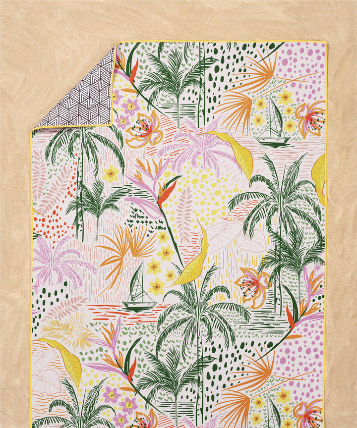 Tesalate Island In The Sun sand-free beach towel tropical print